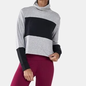 Adidas Gray and Black Color Block Cowl Neck Long Sleeve Sweatshirt size XL